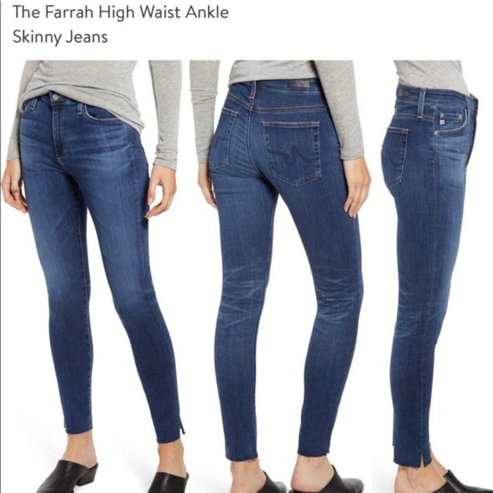 AG Adriano Goldschmied Farrah High-Rise Skinny Crop Medium-Wash Jeans Size 28R